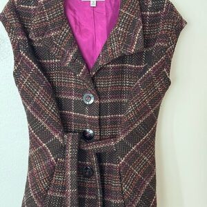CAbi Brown and Pink Vest with Tailored Silhouette